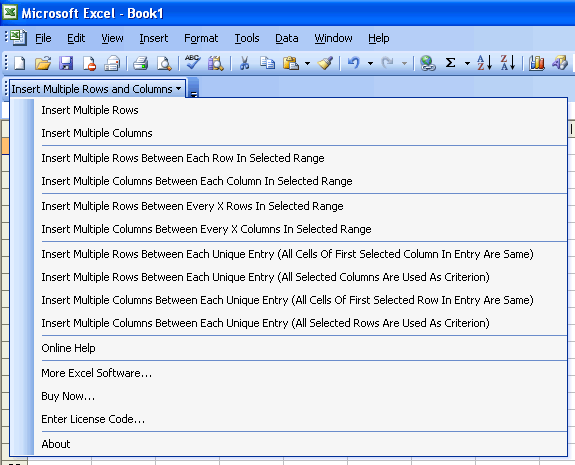 Screenshot for Insert Multiple Rows and Columns Between Data in E 3.2.6
