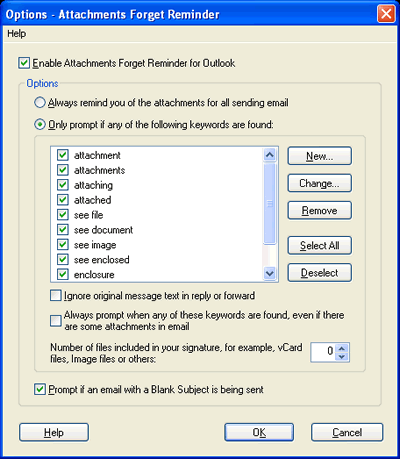 Attachments Forget Reminder Options