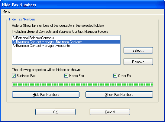 Hide Fax Numbers in Outlook