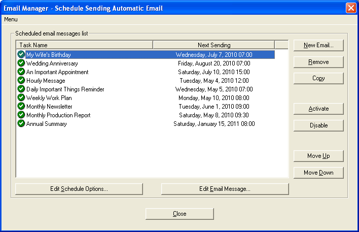 Outlook Schedule Sending Automatic Email screen shot