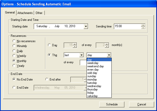 send email with old date outlook